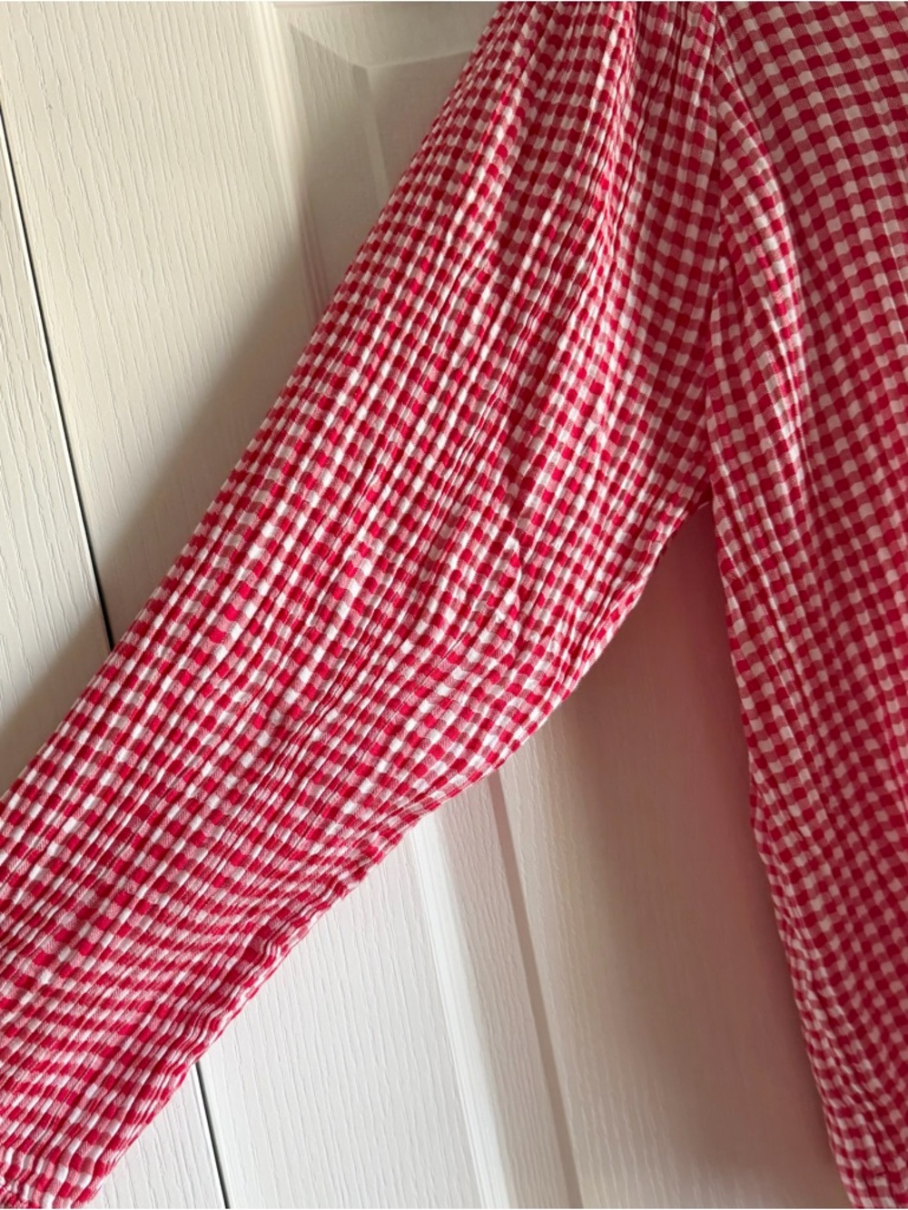 Old Navy Gingham Smocked Shoulder Poet Blouse - Picture 5 of 10